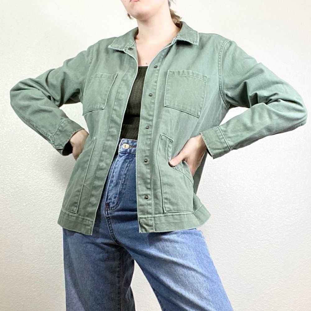 Universal Thread Green Denim Utility Jean Jacket - Picture 2 of 6